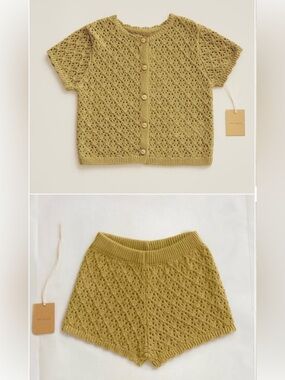 Zara Timelesz Openwork Knit Cardigan and Shorts Set